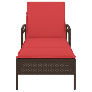 vidaXL Lettino Prendisole con Cuscino Marrone 63x200x81 cm in Polyrattan (solo USA)