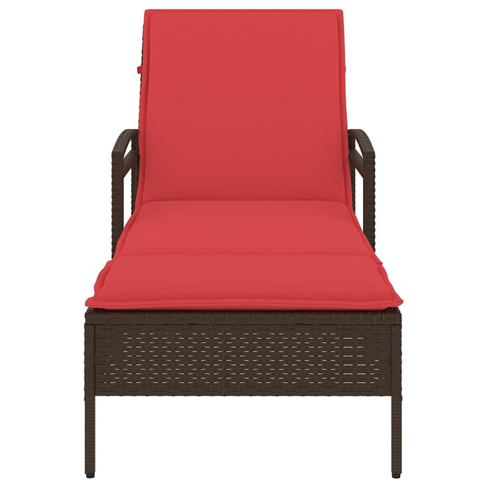 vidaXL Lettino Prendisole con Cuscino Marrone 63x200x81 cm in Polyrattan (solo USA)