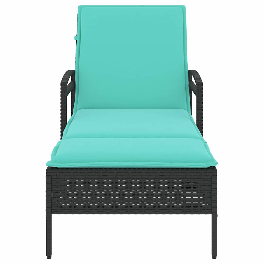 vidaXL Lettino prendisole con cuscino nero 63x200x81 cm in polyrattan (solo USA)