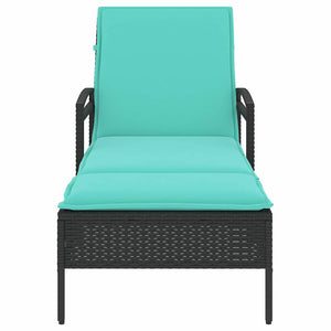 vidaXL Lettino prendisole con cuscino nero 63x200x81 cm in polyrattan (solo USA)