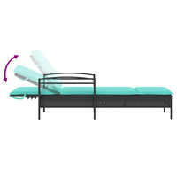 Lettino prendisole con cuscino nero 63x200x81 cm in polyrattan (solo USA) 368307