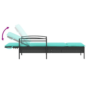 vidaXL Lettino prendisole con cuscino nero 63x200x81 cm in polyrattan (solo USA)