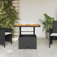 Tavolo da Giardino Nero 80x80x71cm in Polyrattan e Legno Acacia 368269