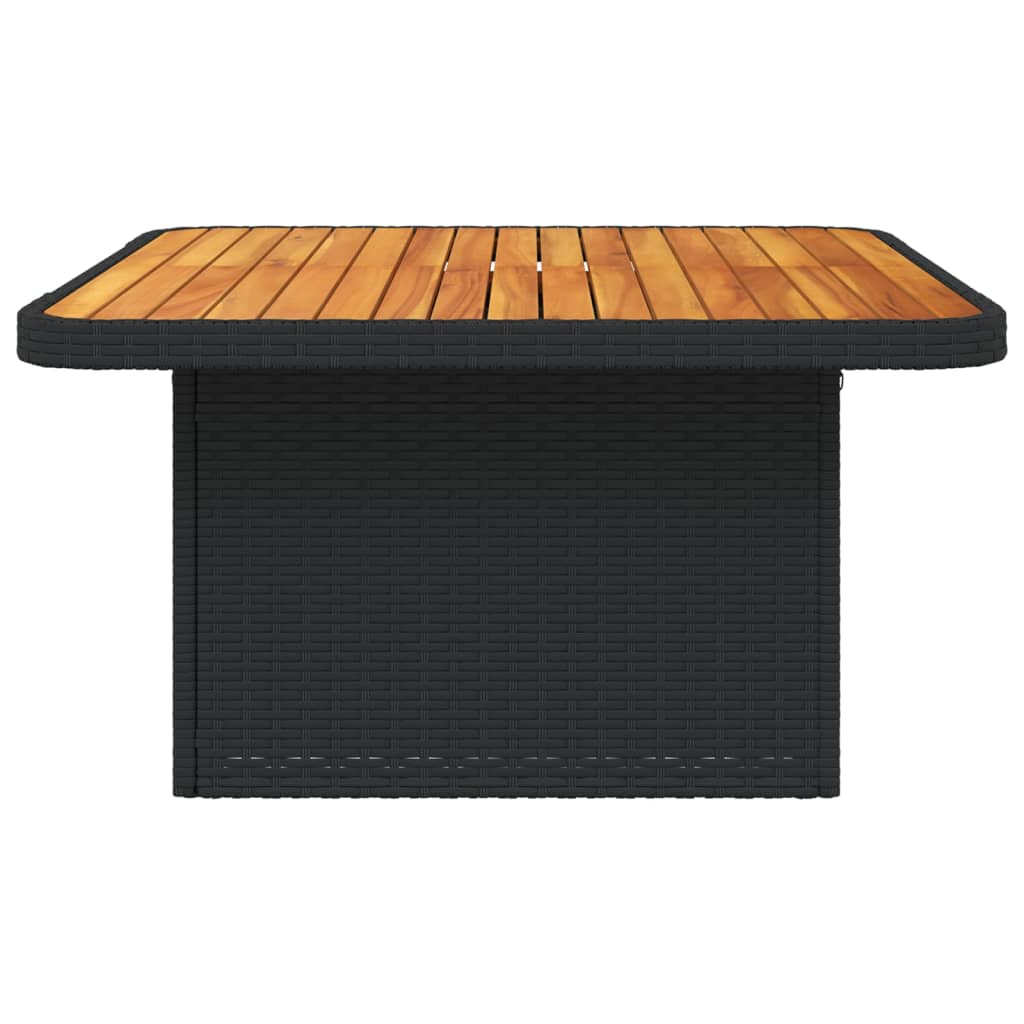 Tavolo da Giardino Nero 80x80x71cm in Polyrattan e Legno Acacia 368269