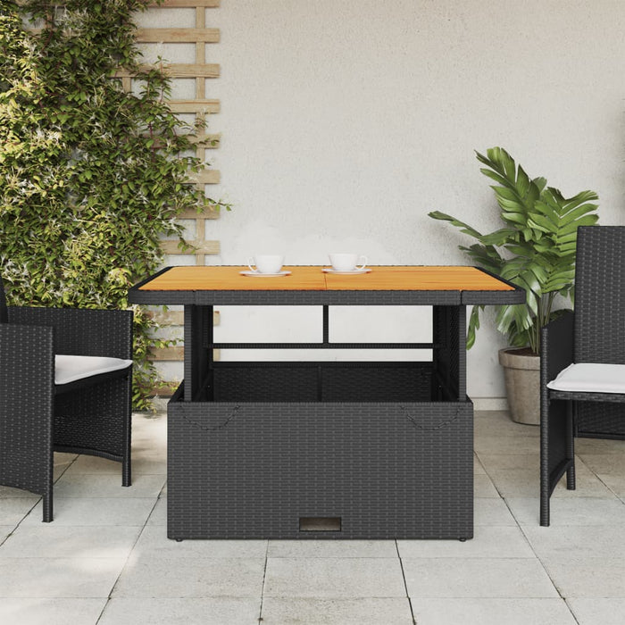 Tavolo da Giardino Nero 110x110x71 in Polyrattan e Legno Acaciacod mxl 111710