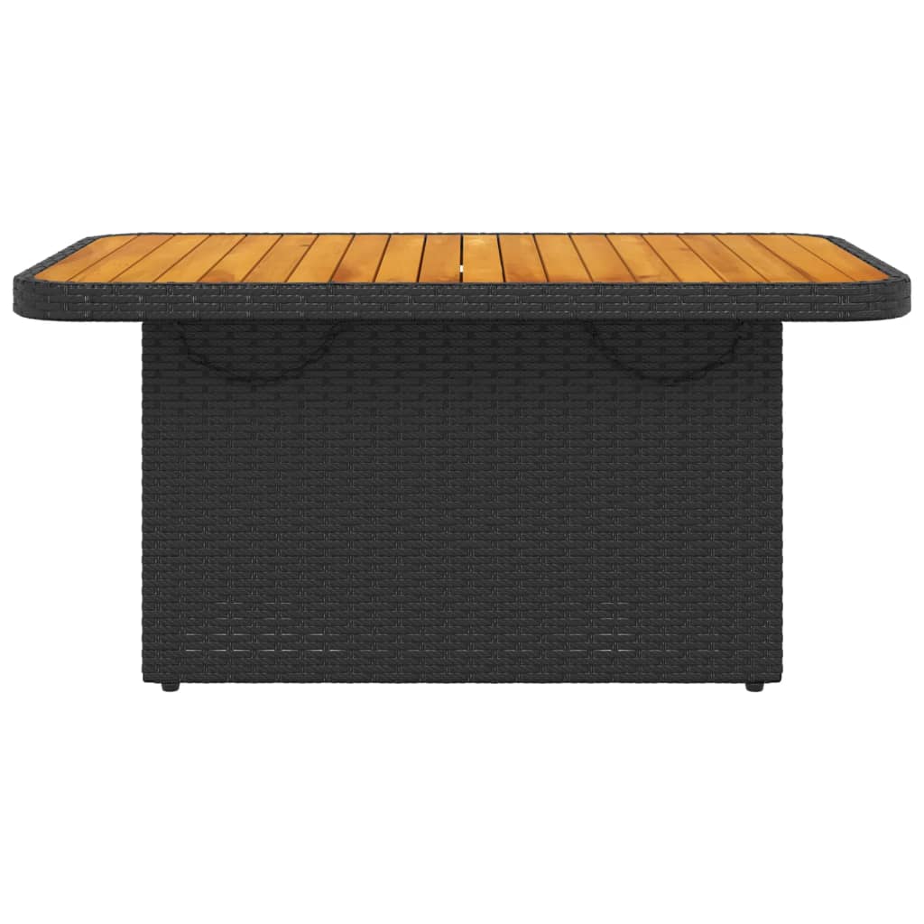 Tavolo da Giardino Nero 90x55x71cm in Polyrattan e Legno Acacia 368275