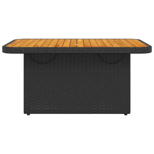 Tavolo da Giardino Nero 90x55x71cm in Polyrattan e Legno Acacia 368275