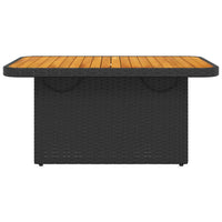 Tavolo da Giardino Nero 90x55x71cm in Polyrattan e Legno Acacia