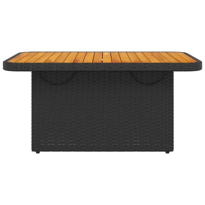 Tavolo da Giardino Nero 90x55x71cm in Polyrattan e Legno Acacia