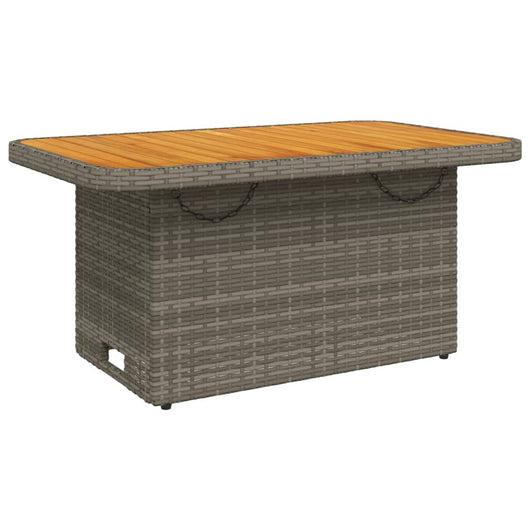 Tavolo Giardino Grigio 90x55x71 cm in Polyrattan e Legno Acacia 368276