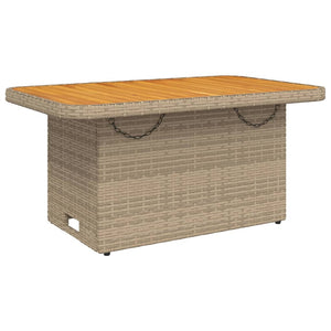 Tavolo da Giardino Beige 90x55x71cm Polyrattan e Legno Acacia