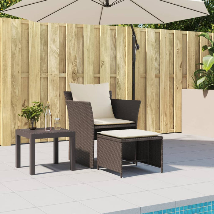 Sedia da Giardino con Poggiapiedi in Polyrattan Marrone 368617