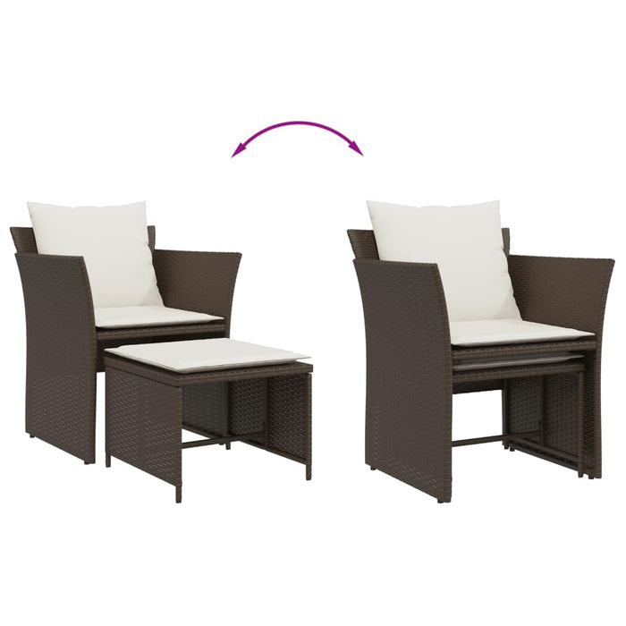 vidaXL Sedia da Giardino con Poggiapiedi in Polyrattan Marrone