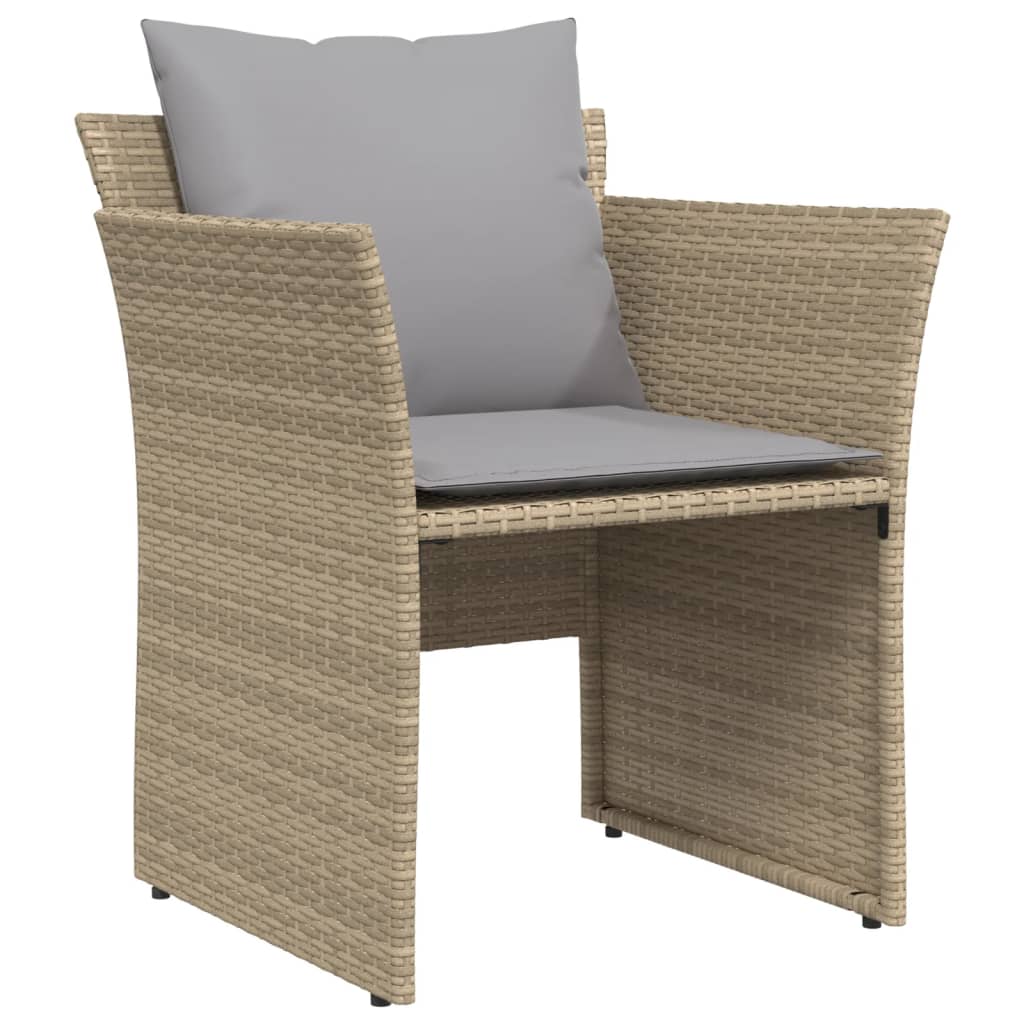 Sedia da Giardino con Poggiapiedi in Polyrattan Beige