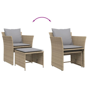 Sedia da Giardino con Poggiapiedi in Polyrattan Beige