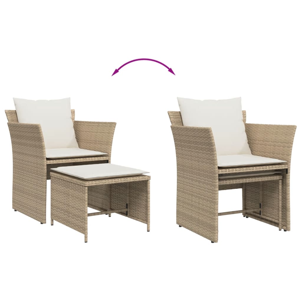 Sedia da Giardino con Poggiapiedi in Polyrattan Beige 368620