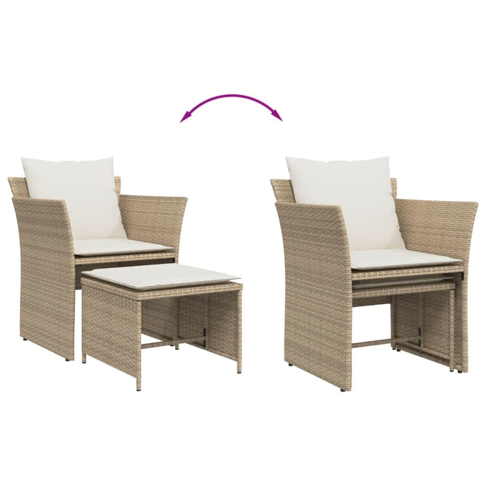 Sedia da Giardino con Poggiapiedi in Polyrattan Beige 368620