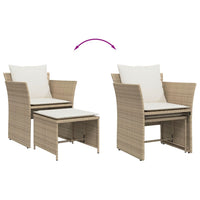 vidaXL Sedia da Giardino con Poggiapiedi in Polyrattan Beige