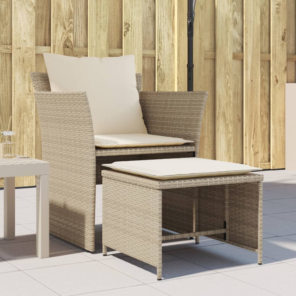 vidaXL Sedia da Giardino con Poggiapiedi in Polyrattan Beige