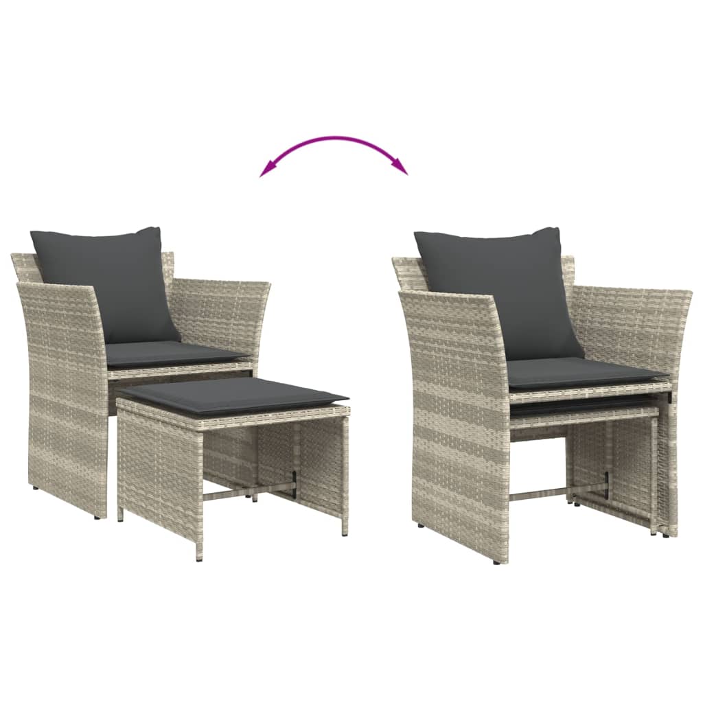 vidaXL Sedia da Giardino con Poggiapiedi in Polyrattan Grigio Chiaro