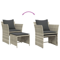 vidaXL Sedia da Giardino con Poggiapiedi in Polyrattan Grigio Chiaro