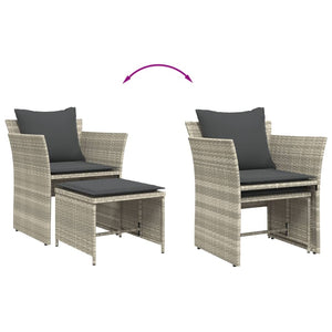 vidaXL Sedia da Giardino con Poggiapiedi in Polyrattan Grigio Chiaro