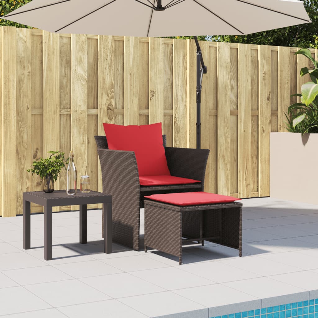 vidaXL Sedia da Giardino con Poggiapiedi in Polyrattan Marrone