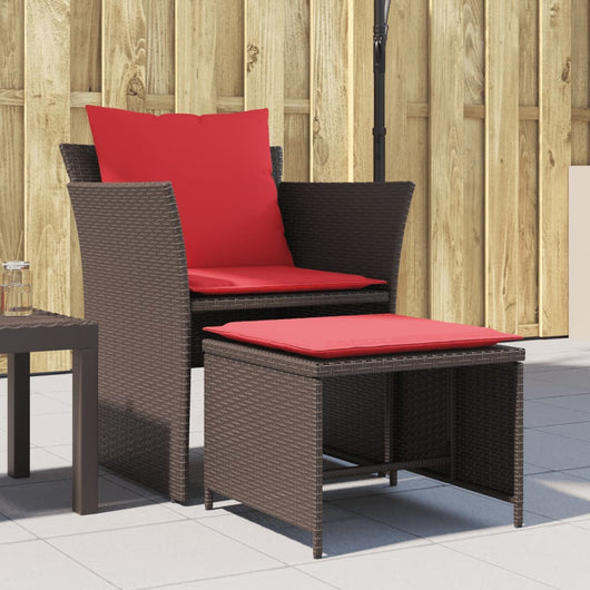 vidaXL Sedia da Giardino con Poggiapiedi in Polyrattan Marrone
