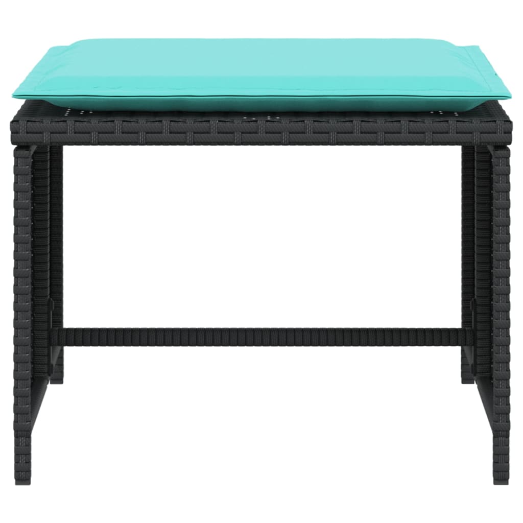 Poltrona da Giardino con Poggiapiedi in Polyrattan Nero 368624