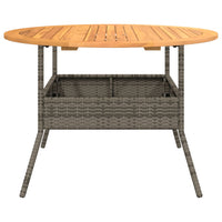 Tavolo Giardino Piano Legno Acacia Grigio Ø110x71 cm Polyrattan 368626