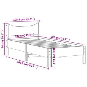 Letto senza Materasso Marrone Cera 100x200 cm in Legno di Pino 844736