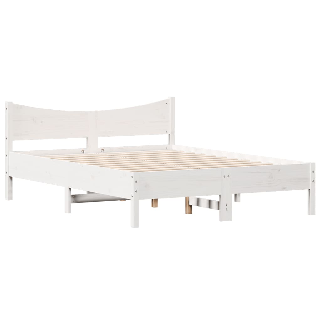 Letto senza Materasso Bianco 140x190 cm Legno Massello di Pino 844742