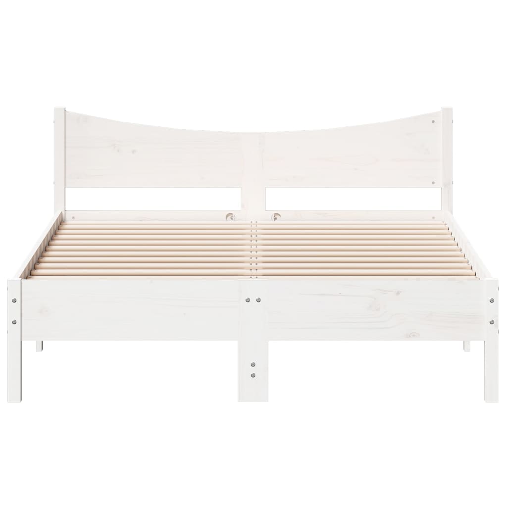 Letto senza Materasso Bianco 140x190 cm Legno Massello di Pino 844742