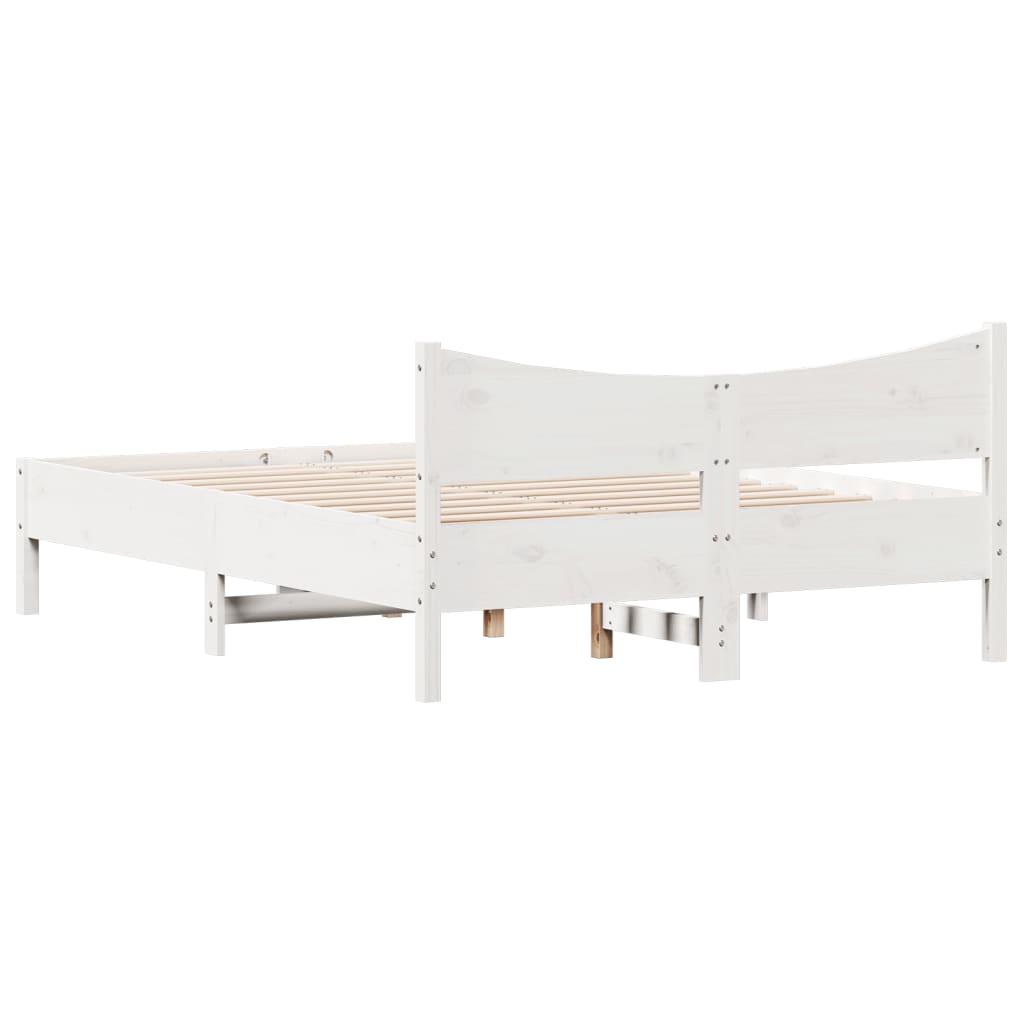Letto senza Materasso Bianco 140x190 cm Legno Massello di Pino 844742