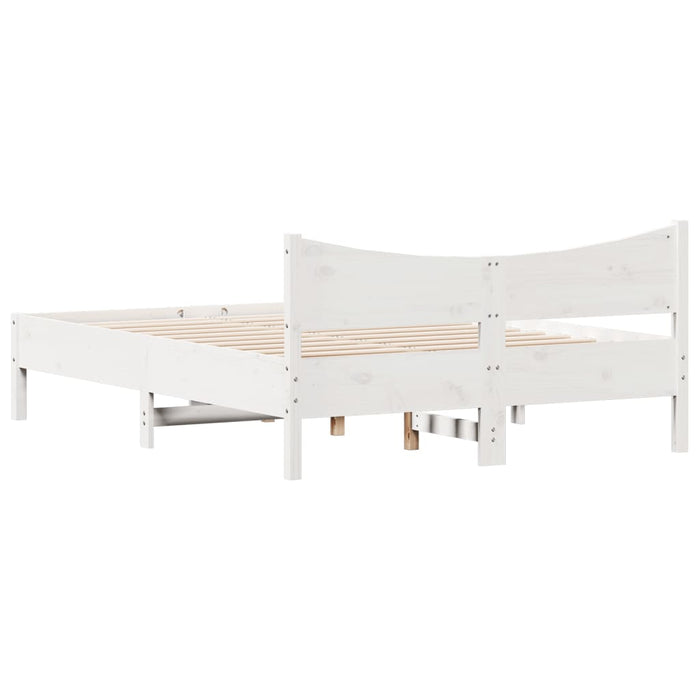 Letto senza Materasso Bianco 140x190 cm Legno Massello di Pino 844742