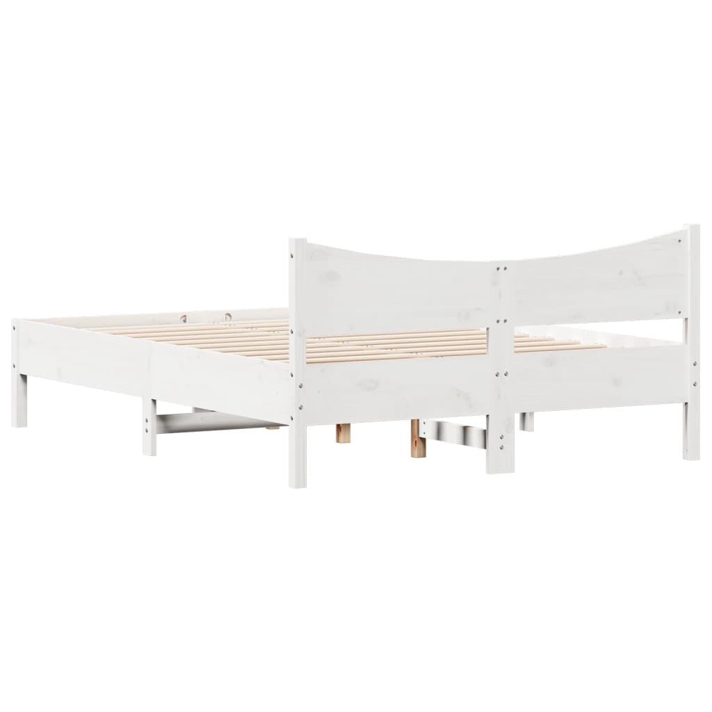 Letto senza Materasso Bianco 135x190 cm Legno Massello di Pino 844746