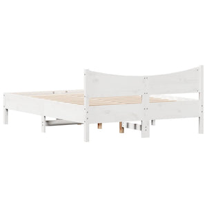 Letto senza Materasso Bianco 135x190 cm Legno Massello di Pino 844746