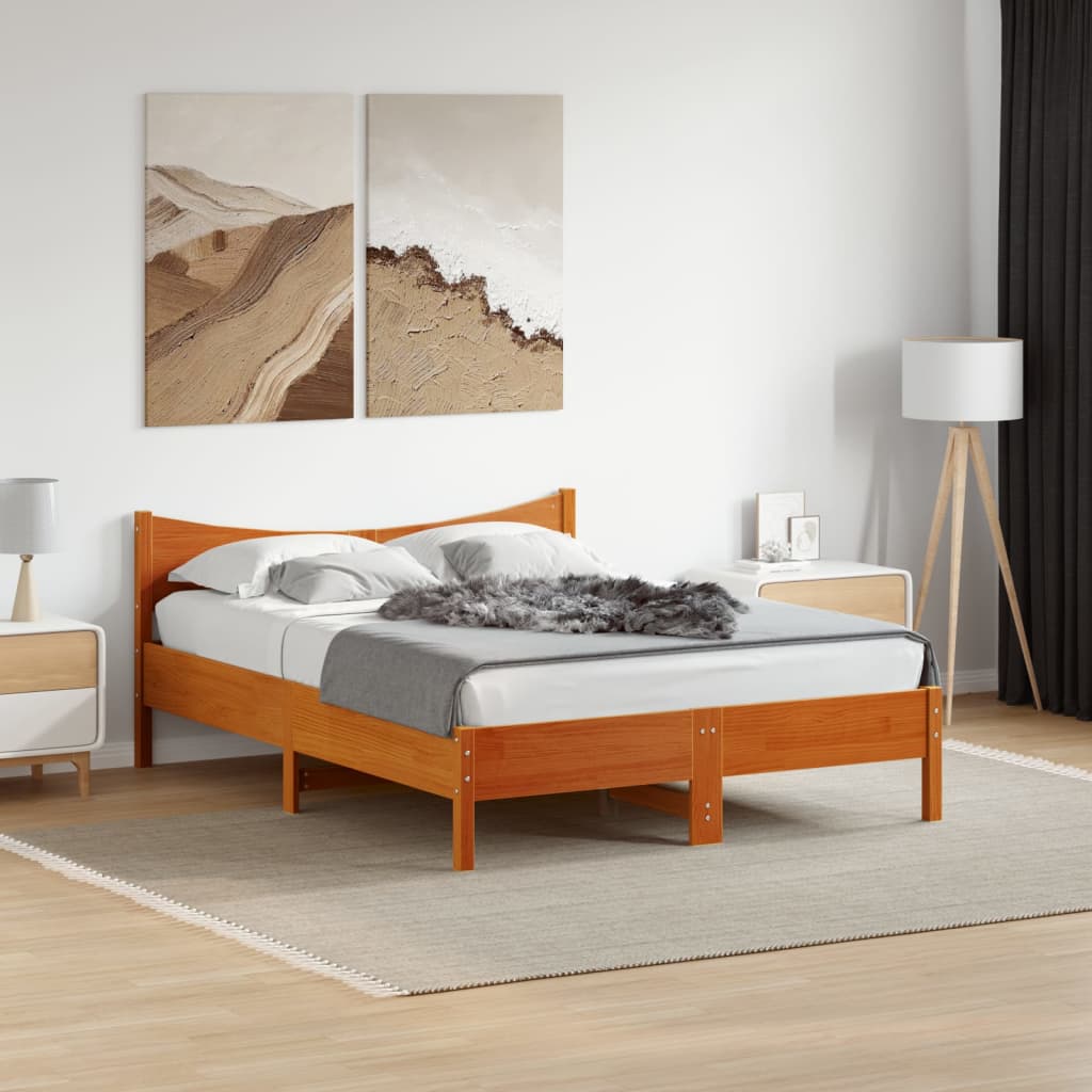 Letto senza Materasso Marrone Cera 120x190 cm in Legno di Pino 844752