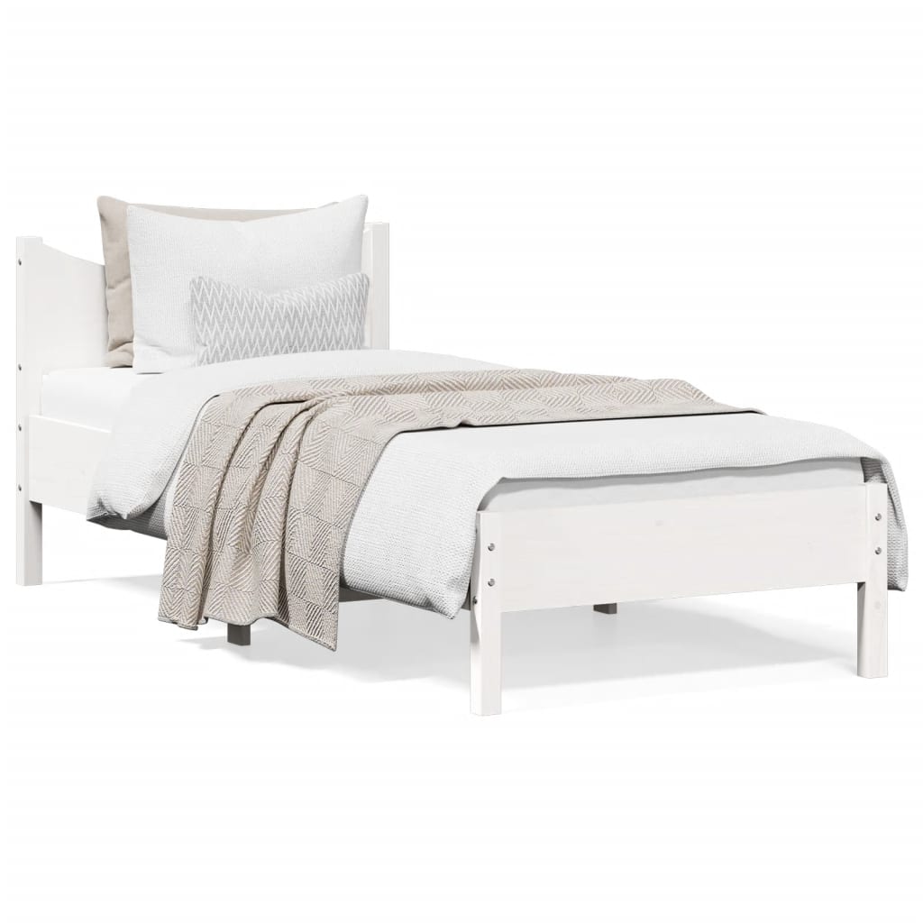 Letto senza Materasso Bianco 90x190 cm in Legno Massello Pino 844754