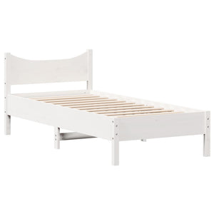 Letto senza Materasso Bianco 90x190 cm in Legno Massello Pino 844754
