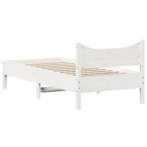 Letto senza Materasso Bianco 90x190 cm in Legno Massello Pino 844754