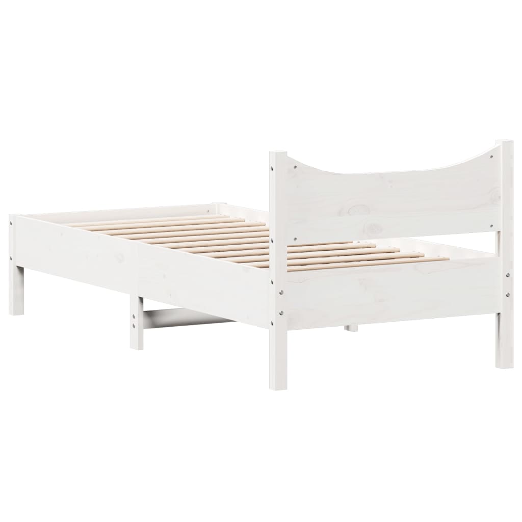 Letto senza Materasso Bianco 90x190 cm in Legno Massello Pino 844754