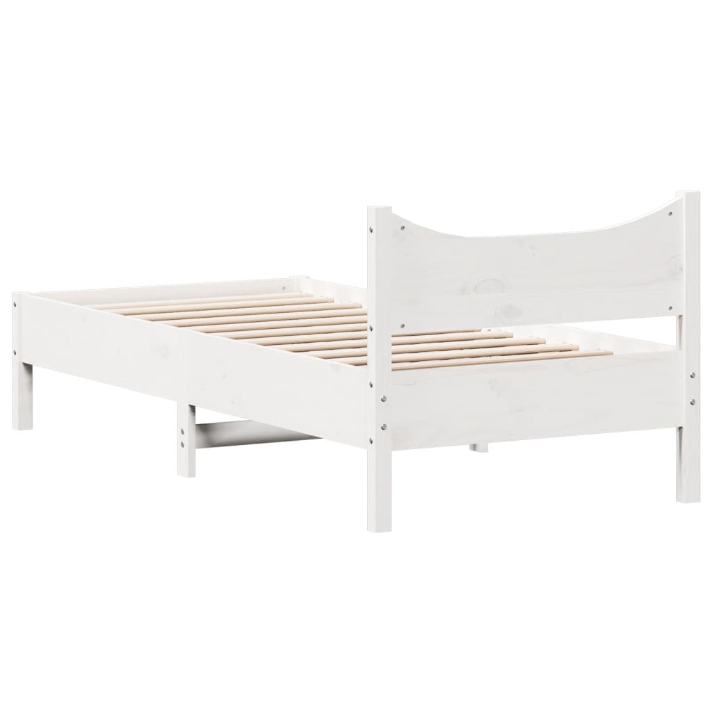 Letto senza Materasso Bianco 75x190 in Legno Massello di Pino 844758