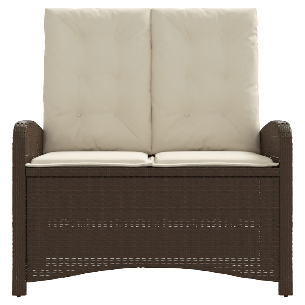 Panca Reclinabile da Giardino con Cuscini Marrone in Polyrattan 368217