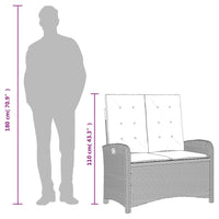 Panca Reclinabile da Giardino con Cuscini Marrone in Polyrattan 368217