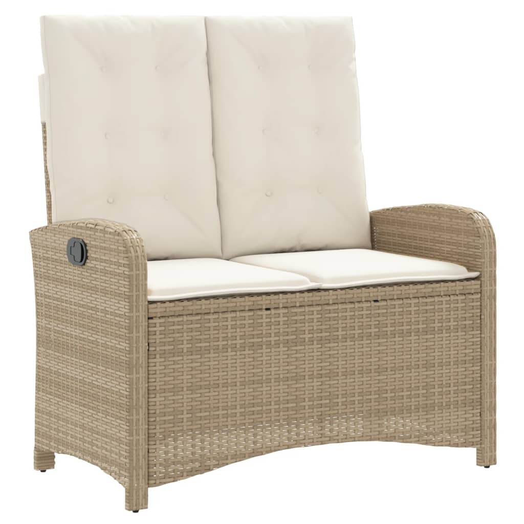 Panca Reclinabile da Giardino con Cuscini Beige in Polyrattan 368219