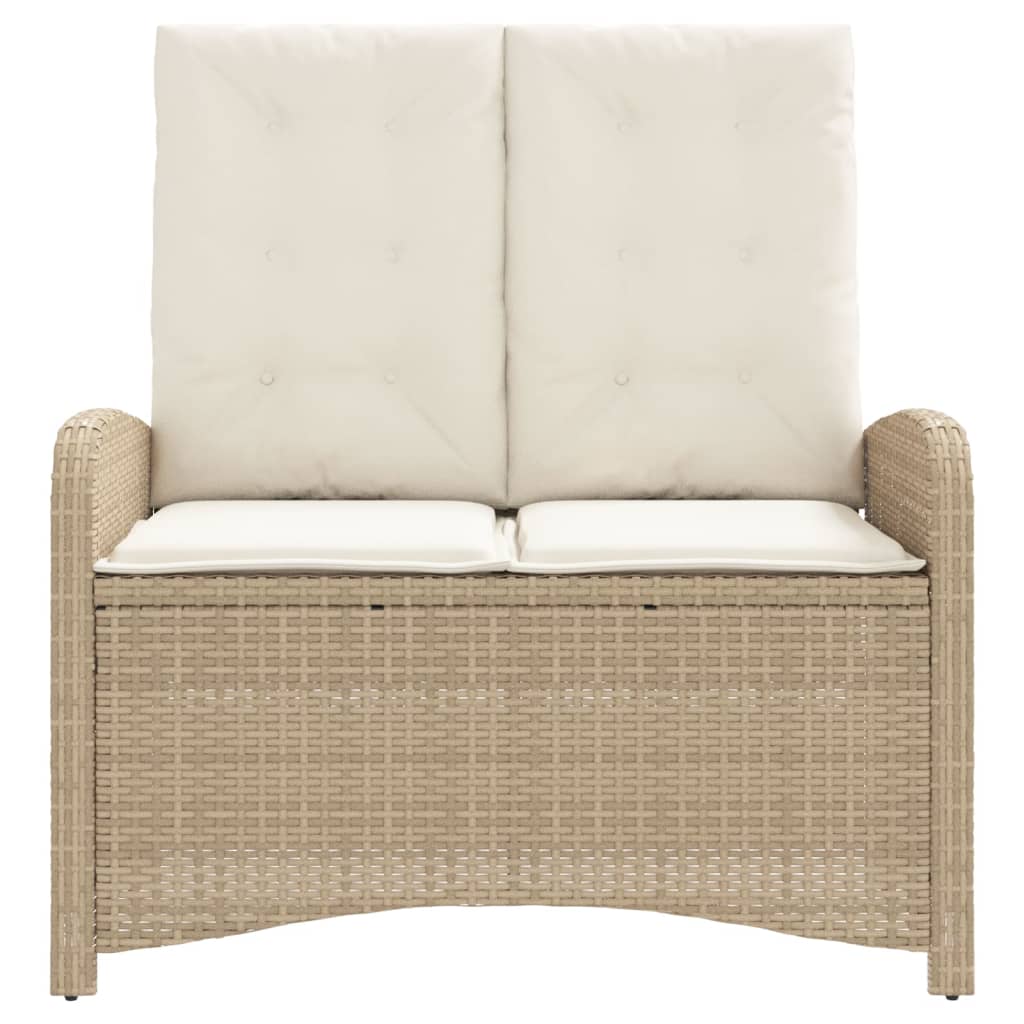 Panca Reclinabile da Giardino con Cuscini Beige in Polyrattan 368219