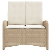 Panca Reclinabile da Giardino con Cuscini Beige in Polyrattan 368219