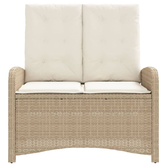 Panca Reclinabile da Giardino con Cuscini Beige in Polyrattan 368219
