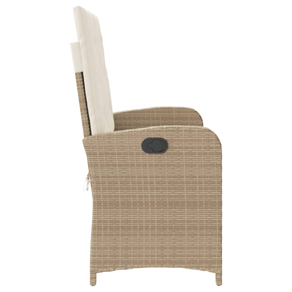 Panca Reclinabile da Giardino con Cuscini Beige in Polyrattan 368219